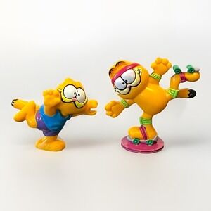 Vintage 1981 Garfield On Roller Skates & In Motion PVC Mini Figurine Figure Lot